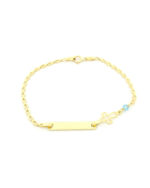 Χρυσό Παιδικό Βραχιόλι-Ταυτότητα Κ9, Με Μπλε Στοιχείο Και Σταυρό κωδ.109174