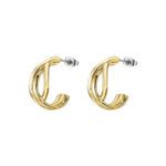 Ατσάλινα Επιχρυσωμένα Σκουλαρίκια Κρίκοι Καρφωτά Lotus Style κωδ.LS2420-4/2