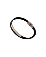 Ανδρικό Βραχιόλι - Ταυτότητα Puppis με Ατσάλι Και Μαύρο Δέρμα Κωδ.PUB02375S