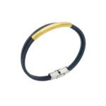 Ανδρικό Βραχιόλι - Ταυτότητα Δίχρωμο Puppis με Ατσάλι Και Μαύρο Δέρμα Κωδ.PUB02377G