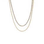 Ατσάλινο Επιχρυσωμένο Διπλό Κολιέ Puppis, Με Ριβιέρα Και Λευκά Ζιργκόν κωδ.PUP25064G