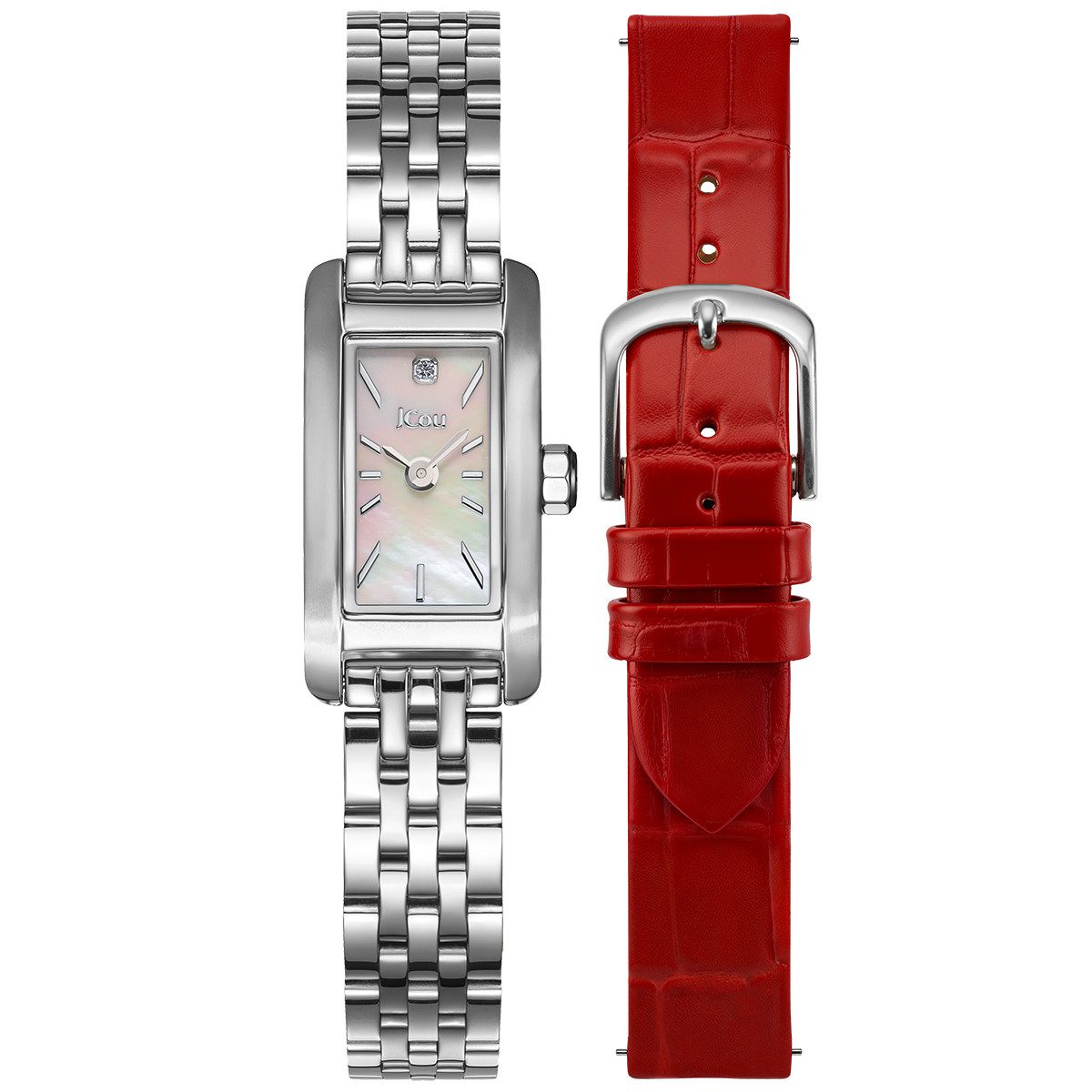 ju19086-1_box_2 JCou Ariadne Limited Edition Diamond Stainless Steel Bracelet+Red Strap JU19086-1 - Image 1