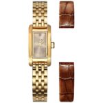 JCou Ariadne Limited Edition Diamond Stainless Steel Gold Bracelet+Brown Strap JU19086-2 - Image 2