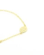 Χρυσό Παιδικό Βραχιόλι Διπλής Όψης Κ9, Με Ροζ Ματάκι, Με Κωνσταντινάτο Και Σταυρουδάκι κωδ.109223 - Image 2