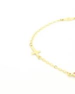 Χρυσό Παιδικό Βραχιόλι Διπλής Όψης Κ9, Με Ροζ Ματάκι, Με Κωνσταντινάτο Και Σταυρουδάκι κωδ.109223 - Image 4