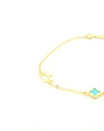 Χρυσό Παιδικό Βραχιόλι Κ9, Με Γαλάζιο Σταυρουδάκι, Σταυρουδάκι Και Κορώνα κωδ.109213 - Image 2