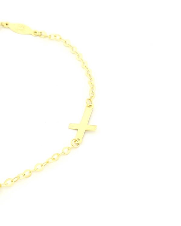 Χρυσό Παιδικό Βραχιόλι Κ9, Με Σταυρουδάκι, Άπειρο Και Ματάκι Σταυρουδάκι κωδ.109214 - Image 3