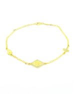 Χρυσό Παιδικό Βραχιόλι Διπλής Όψης Κ9, Με Κωνσταντινάτο Με Ζιργκόν, Με Αναπαράσταση των Αγίων Κωνσταντίνου και Ελένης, Με Σταυρουδάκι Και Σταγόνα κωδ.109218 - Image 6