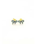 Ασημένια Επιχρυσωμένα Γυναικεία Σκουλαρίκια Καρφωτά, Φιογκάκια Με Μπλε Ζιργκόν κωδ.109231