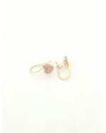 Χρυσά Παιδικά Σκουλαρίκια Κρεμαστά Κ9 Καρδούλες Με Ροζ Ζιργκόν κωδ.109272 - Image 3