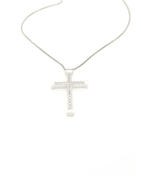 Λευκόχρυσο Γυναικείο Κολιέ Κ18, Με Σταυρό Με Διαμάντια κωδ.109239 - Image 2
