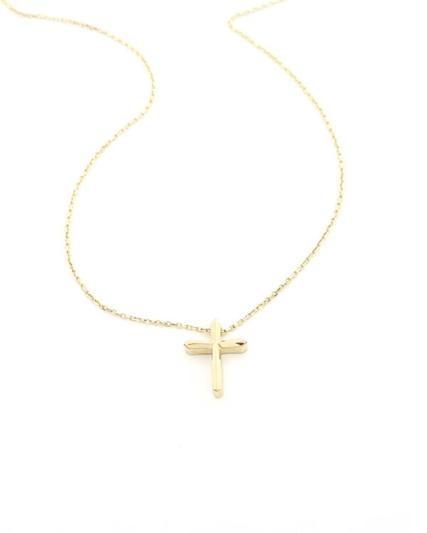 Χρυσό Γυναικείο Κολιέ Κ14, Με Λουστρέ Σταυρό κωδ.109236 - Image 2