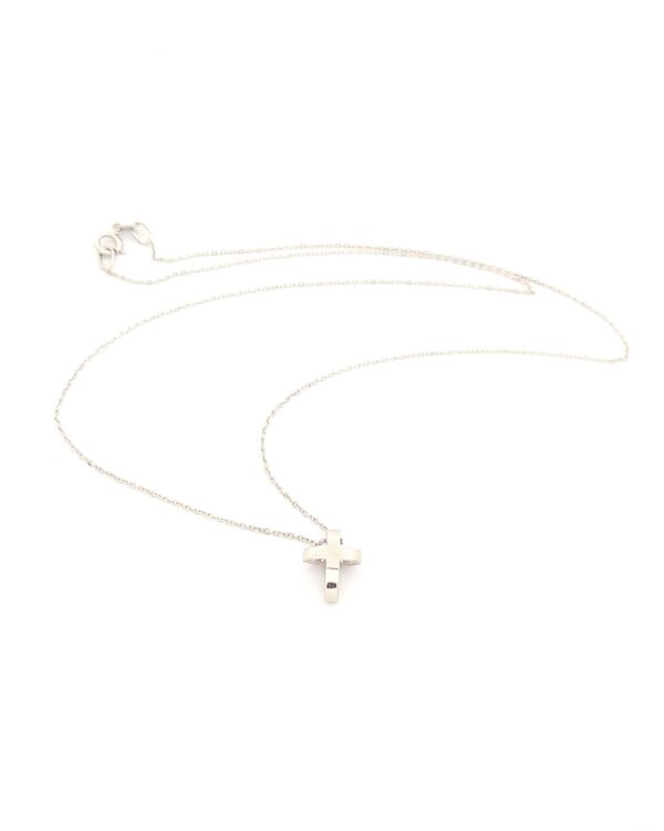 Λευκόχρυσο Γυναικείο Κολιέ Κ9, Με Σταυρό Με Λευκά Ζιργκόν κωδ.109348 - Image 2