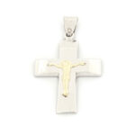 Ασημόχρυσος Δίχρωμος Ανδρικός Σταυρός Με Τον Εσταυρωμένο κωδ.109353