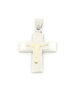 Ασημόχρυσος Δίχρωμος Ανδρικός Σταυρός Με Τον Εσταυρωμένο κωδ.109353