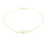 Χρυσό Γυναικείο Βραχιόλι Κ9, Με Ματάκι Και Λευκά Ζιργκόν κωδ.109315