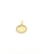 Χρυσό Κρεμαστό K9, Με Αναπαράσταση της Παναγίας Και Λευκά Ζιργκόν κωδ.109279