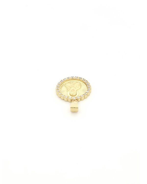 Χρυσό Κρεμαστό K9, Με Αναπαράσταση της Παναγίας Και Λευκά Ζιργκόν κωδ.109279 - Image 3