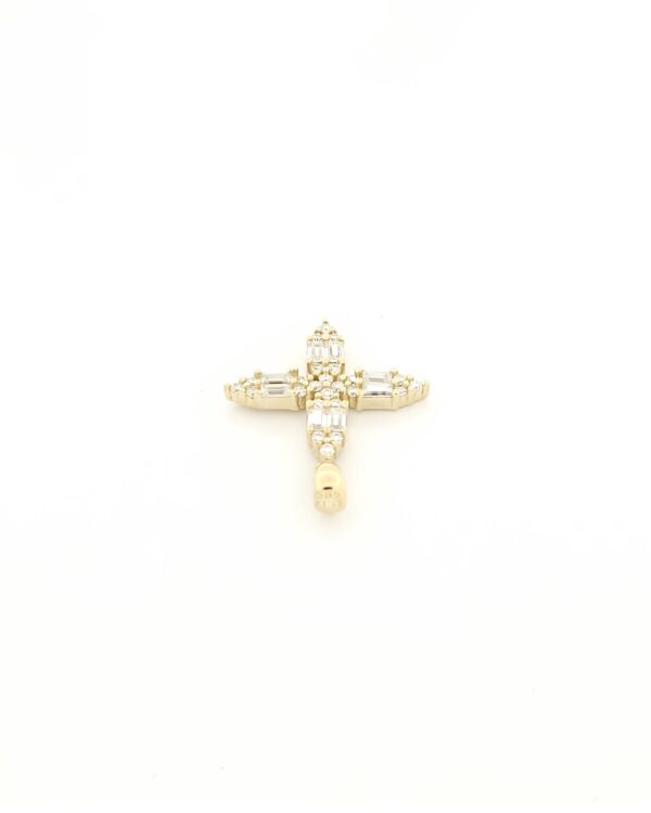 Γυναικείος Χρυσός Σταυρός Κ14 Της MetronGold, Με Ζαφείρια κωδ.24178Y - Image 3