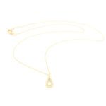 Χρυσό Γυναικείο Κολιέ Κ14, Δάκρυ Με Μαργαριτάρι Και Λευκά Ζιργκόν κωδ.109388