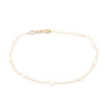 Χρυσό Γυναικείο Βραχιόλι Κ14, Με Μαργαριτάρια Και Λευκό Ζιργκόν κωδ.109393