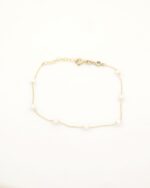 Χρυσό Γυναικείο Βραχιόλι Κ14, Με Μαργαριτάρια Και Λευκό Ζιργκόν κωδ.109393 - Image 4