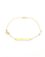 Χρυσό Παιδικό Βραχιόλι- Ταυτότητα Κ9, Με Πεταλούδα, Μαργαριτάρι Και Ροζ Ζιργκόν κωδ.109405 - Image 4