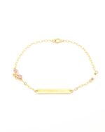 Χρυσό Παιδικό Βραχιόλι- Ταυτότητα Κ9, Με Πεταλούδα, Μαργαριτάρι Και Ροζ Ζιργκόν κωδ.109405