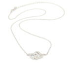 Ασημένιο Γυναικείο Κολιέ Με Διπλή Καρδιά και Λευκά Ζιργκόν κωδ.109431