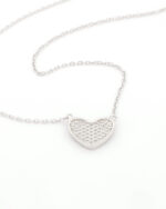 Ασημένιο Γυναικείο Κολιέ Με Καρδιά και Λευκά Ζιργκόν κωδ.109434 - Image 2