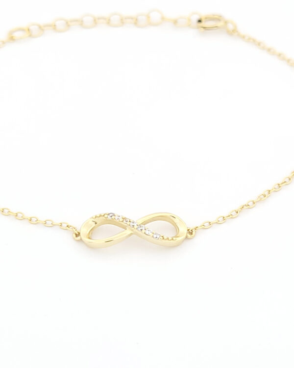 Ασημένιο Επιχρυσωμένο Γυναικείο Βραχιόλι, Με Άπειρο Και Λευκά Ζιργκόν κωδ.109436 - Image 2