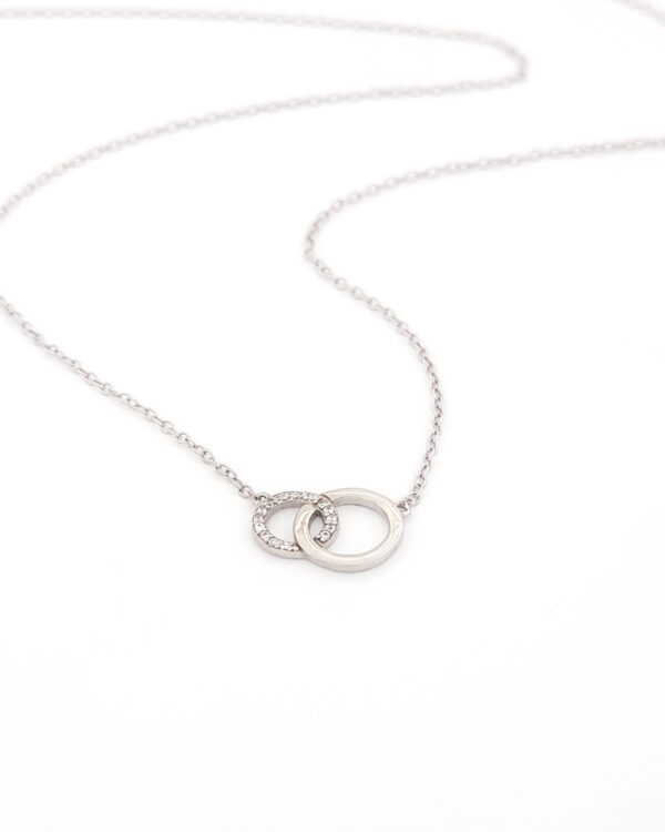 Ασημένιο Γυναικείο Κολιέ, Με Δυο Κύκλους Ενωμένους Με Ζιργκόν κωδ.109442 - Image 2