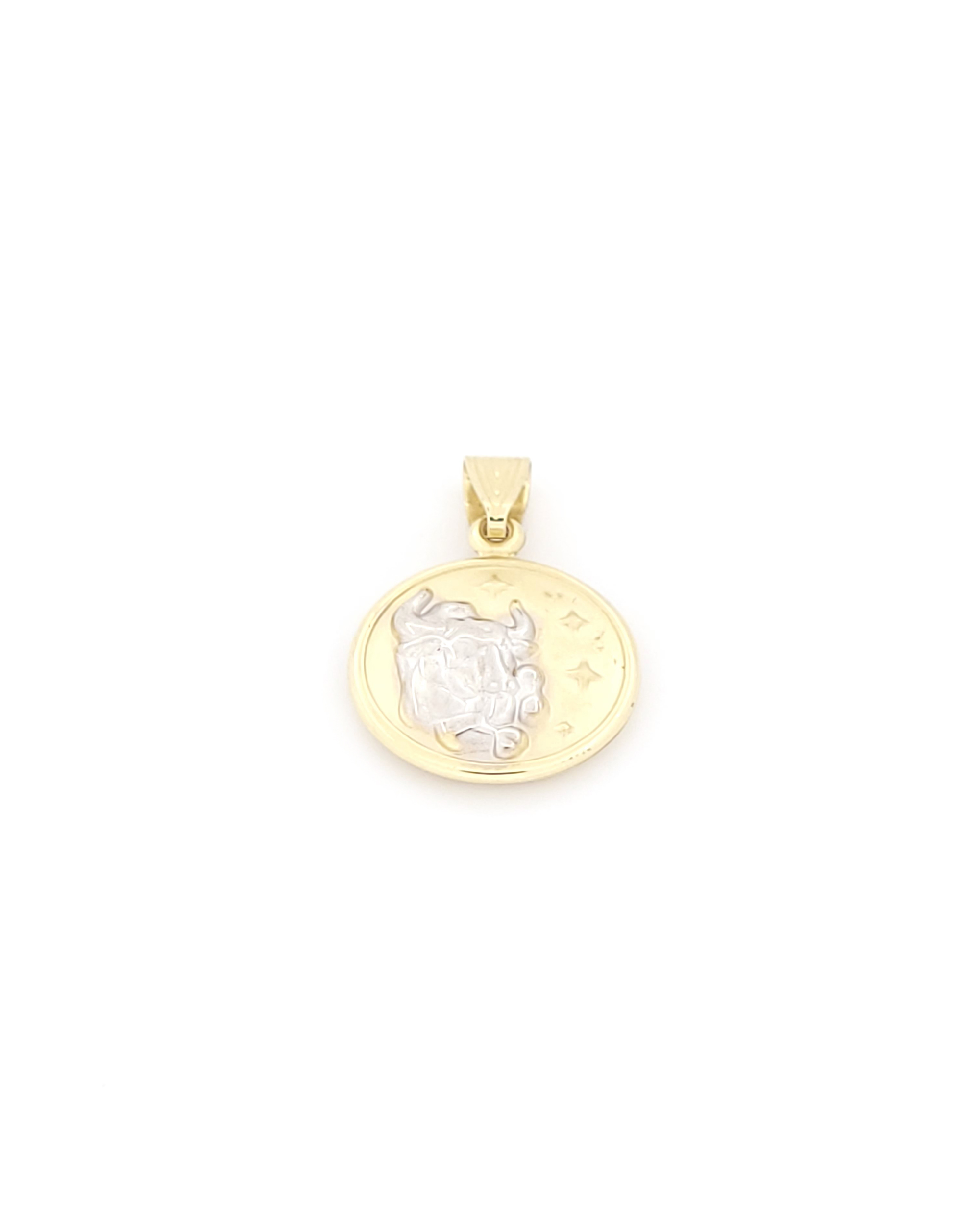 109472_1 Χρυσό Δίχρωμο Κρεμαστό Διπλής Όψης Κ9, Με Ζώδιο Ταύρο Και Κωνσταντινάτο κωδ.109472 - Image 1