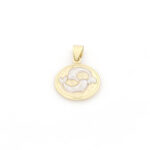 Χρυσό Δίχρωμο Κρεμαστό K9 Διπλής όψης, Με Ζώδιο Ιχθύς Και Κωνσταντινάτο κωδ.109473