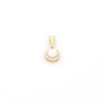 Χρυσό Γυναικείο Χειροποίητο Κρεμαστό Με Μαργαριτάρι Και Λευκά Ζιργκόν Κ14 κωδ.109502