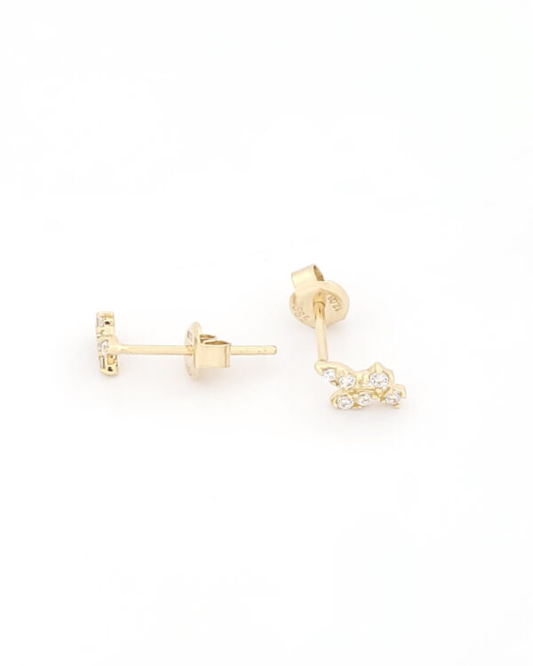 Χρυσά Γυναικεία Σκουλαρίκια Καρφωτά Κ14, Με Λευκά Ζιργκόν κωδ.109506 - Image 2
