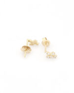 Χρυσά Γυναικεία Σκουλαρίκια Καρφωτά Κ14, Με Λευκά Ζιργκόν κωδ.109506 - Image 3