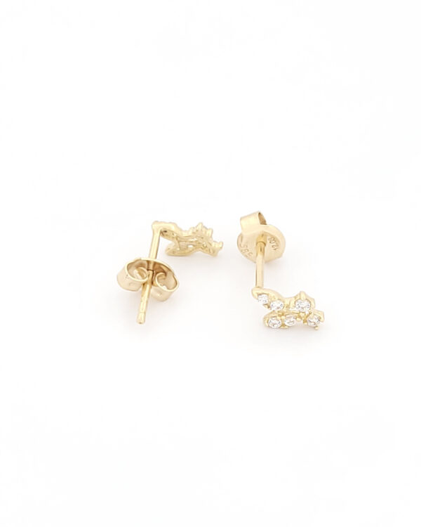 Χρυσά Γυναικεία Σκουλαρίκια Καρφωτά Κ14, Με Λευκά Ζιργκόν κωδ.109506 - Image 3