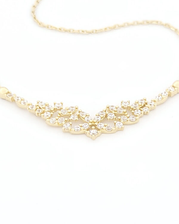 Χρυσό Γυναικείο Κολιέ Κ14 ,Με Λευκά Ζιργκόν κωδ.109507 - Image 2