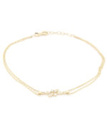 Χρυσό Γυναικείο Βραχιόλι Κ14, Με Διπλή Αλυσίδα Και Λευκά Ζιργκόν κωδ.109508