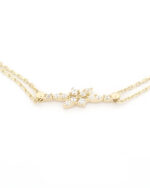 Χρυσό Γυναικείο Βραχιόλι Κ14, Με Διπλή Αλυσίδα Και Λευκά Ζιργκόν κωδ.109508 - Image 2