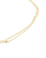 Χρυσό Γυναικείο Βραχιόλι Κ14, Με Διπλή Αλυσίδα Και Λευκά Ζιργκόν κωδ.109508 - Image 3