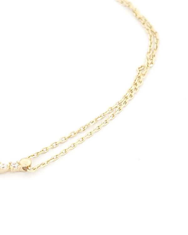 Χρυσό Γυναικείο Βραχιόλι Κ14, Με Διπλή Αλυσίδα Και Λευκά Ζιργκόν κωδ.109508 - Image 3