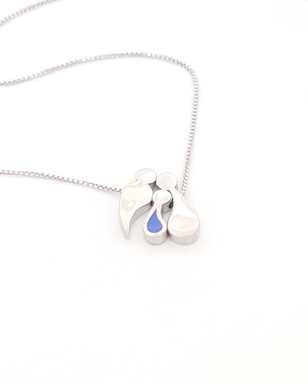 Ασημένιο Γυναικείο Κολιέ, Με Τριμελή Οικογένεια Με Αγοράκι Και Μπλε Σμάλτο κωδ.109512 - Image 2