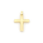 Xρυσός Ανδρικός Σταυρός Κ14 Διπλής Όψης Με Αναπαράσταση Βάφτισης, Ματ Λουστρέ κωδ.109517