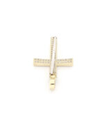 Xρυσός Δίχρωμος  Γυναικείος Σταυρός Κ14, Λουστρέ Με Λευκά Ζιργκόν κωδ.109521 - Image 3