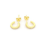 Ασημένια Επιχρυσωμένα Σκουλαρίκια Καρφωτά, Με Σειρέ Λευκά Ζιργκόν κωδ.109548