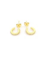 Ασημένια Επιχρυσωμένα Σκουλαρίκια Καρφωτά, Με Σειρέ Λευκά Ζιργκόν κωδ.109548