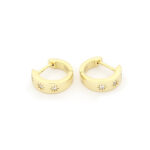 Ασημένια Επιχρυσωμένα Σκουλαρίκια Κρίκοι, Με Λευκά Ζιργκόν κωδ.109553