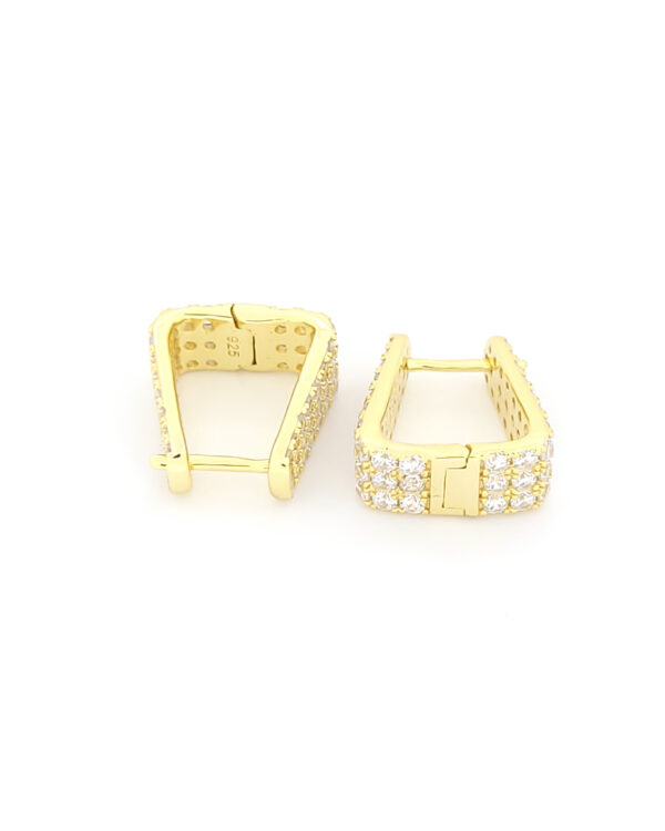 Ασημένια Επιχρυσωμένα Σκουλαρίκια Κρίκοι, Με Λευκά Ζιργκόν κωδ.109554 - Image 3